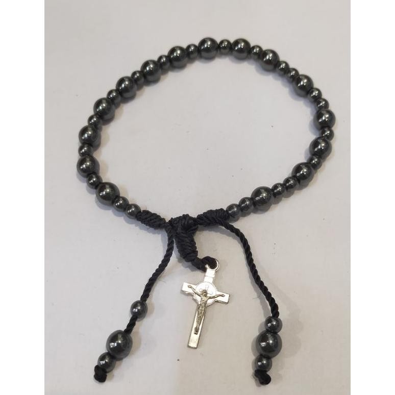 ew-98 GC27 Rosario Gelang Tali Batu Blustin 6mm (7828) - Rosario Gelang - Gelang Salib - Gelang Rosa