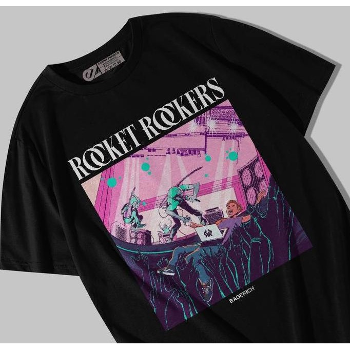 Sale!! T-Shirt Rocket Rockers - Bagerich Kaos Unisex Combed