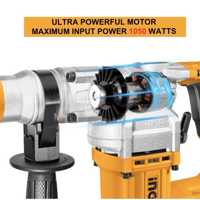 Terlaris Ingco 1050W Bor Rotary 26Mm Dengan 3 Mata Bor Dan 2 Chisel Untuk Pengeboran Palu Pada Beton
