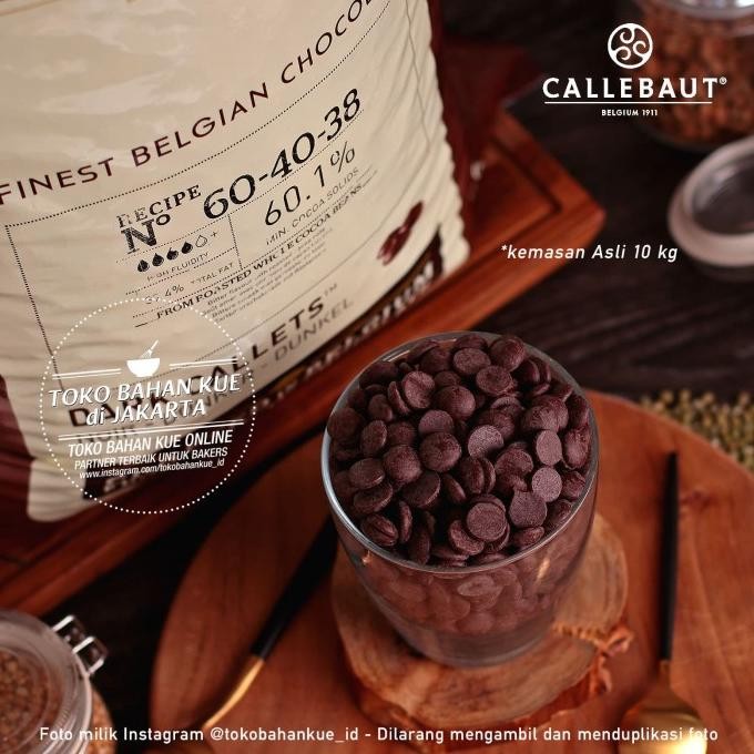 

Callebaut Dark 60,1% 100gr Chocolate Couverture Cokelat Baking 604038 liquid