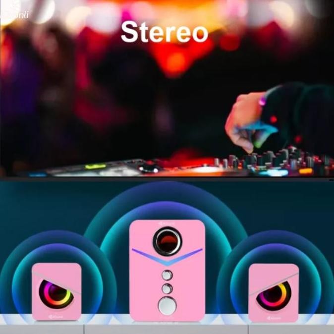 KISONLI SPEAKER KOMPUTER/ PC LAPTOP U3100 BASS, TREBLE AND SUBWOOFER - PINK