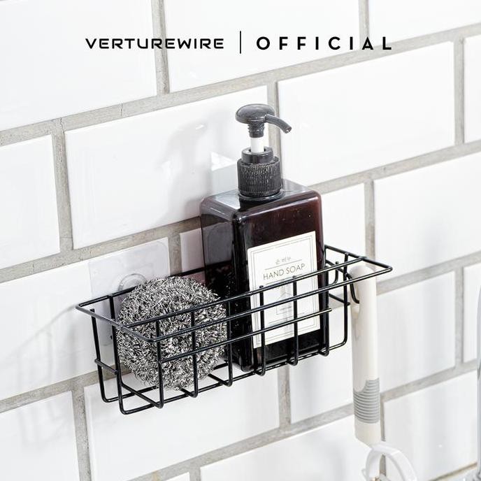 Verturewire Rak Sponge Sabun Cuci Piring Plastik Dapur Besi Dinding