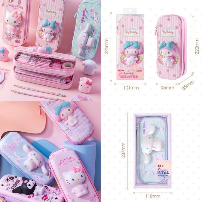

Kotak Pensil Anak Squisy Motif Kuromi Kitty Melody Cinnamoroll Sanrio liquid