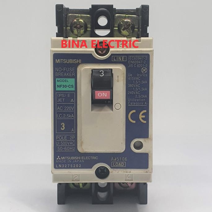 Mccb Mitsubishi Nf30-Cs 2P 3A 220V 2.5Ka / Nfb Mitsubishi Nf30-Cs 3A Murah