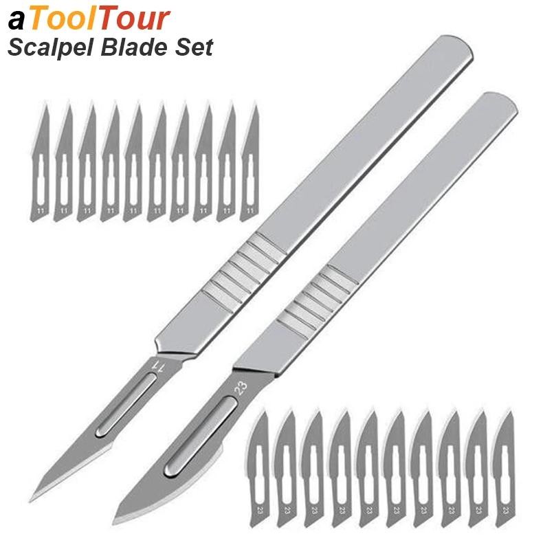 

[PRE-ORDER] Stationery Scalpel Blade 11 23 Surgical Handle Set Professional Cutter Craft Carbon Steel Metal Box Open DIY Multi Tool