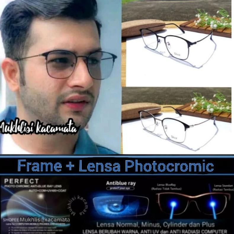 TERLARIS KACAMATA PRIA WANITA + LENSA BLUECROMIC | KACAMATA KOTAK | KACAMATA MINUS | KACAMATA ANTI R