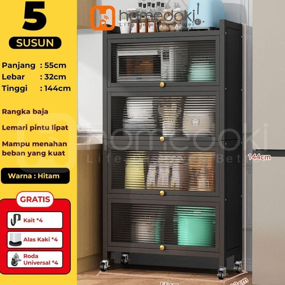 Rak Piring Tertutup / Rak Susun Serbaguna /Rak Dapur / Lemari Piring / Rak Penyimpanan Multi-layer D