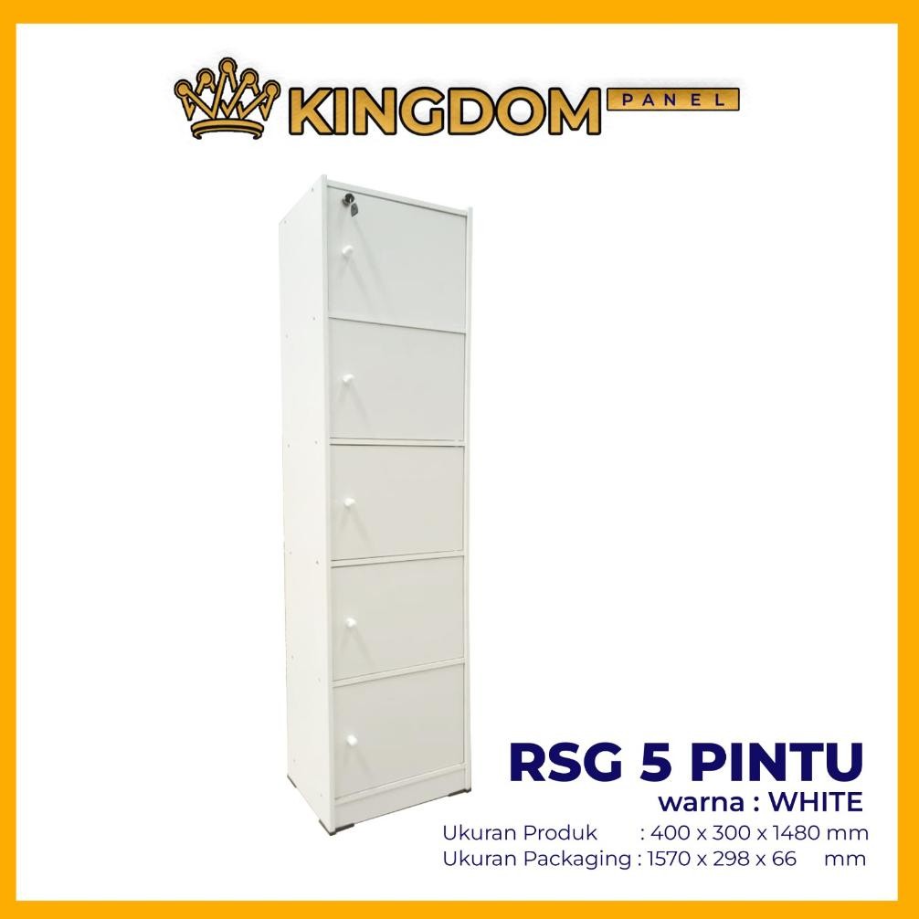 LEMARI RAK BUKU SERBAGUNA SUSUN 5 KAYU DENGAN KUNCI