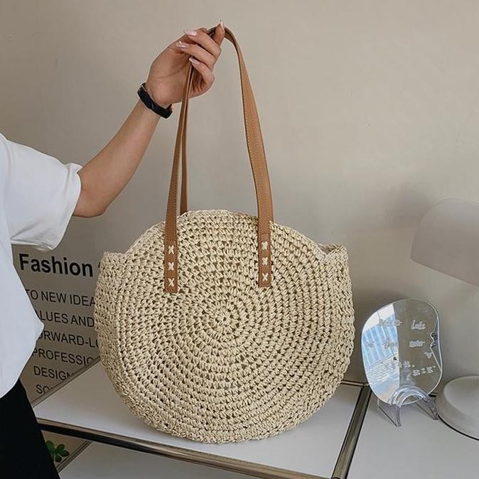 Tas Pantai Rotan Bali Tas Anyaman Enceng Tas Slempang Wanita Handmade Beach Shoulder Tote Bag