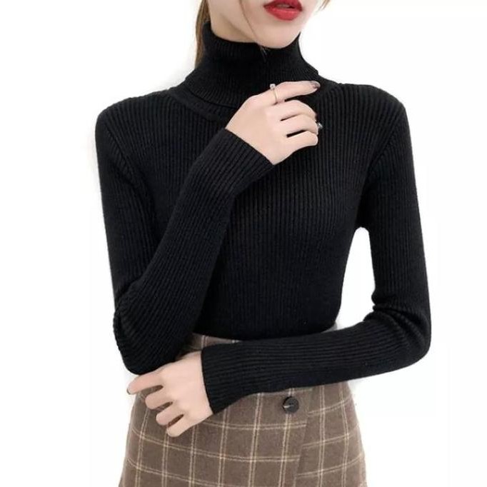 new kaos rajut turtleneck wanita lengan panjang/ atasan wanita inner rajut fit top baju cantik knitw