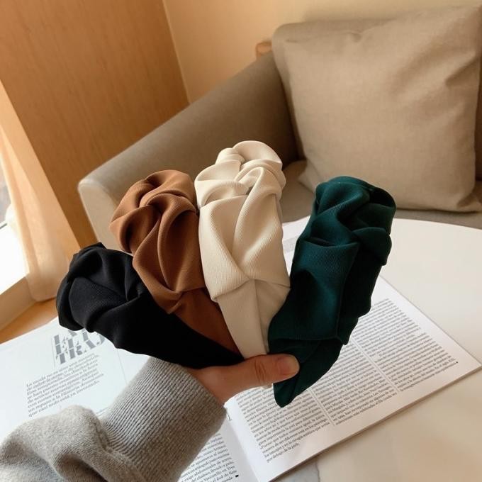 promo bando kain polos lebar korea bandana headband bendo rambut besar anak