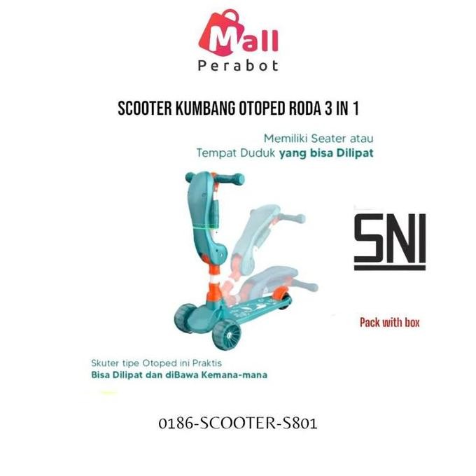 HJK Mall Perabot SNI | Scooter Sepeda Duduk | Mainan Anak Skuter Otoped 3 Roda 2in1 | Ada Musik Lagu