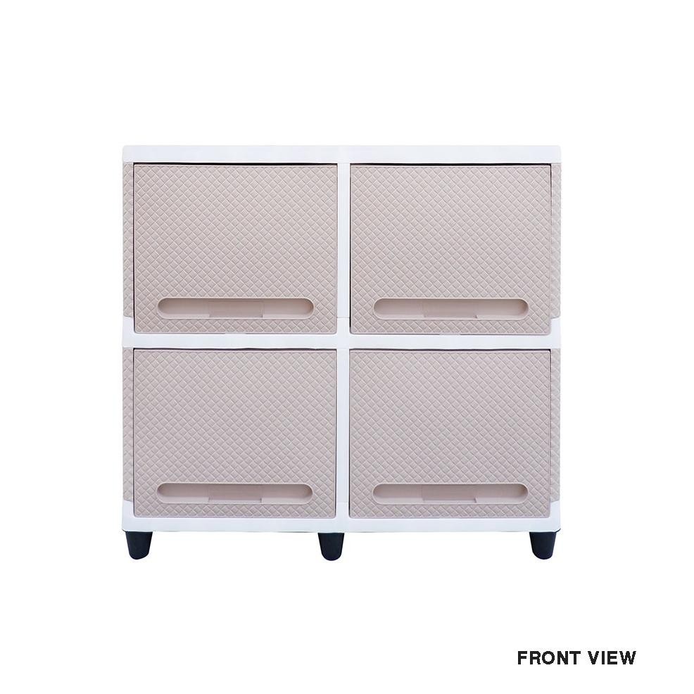 LEMARI PLASTIK DOUBLE CLUB FLIP 4 PINTU RAK SERBAGUNA MEJA TV KECIL RAK BUKU