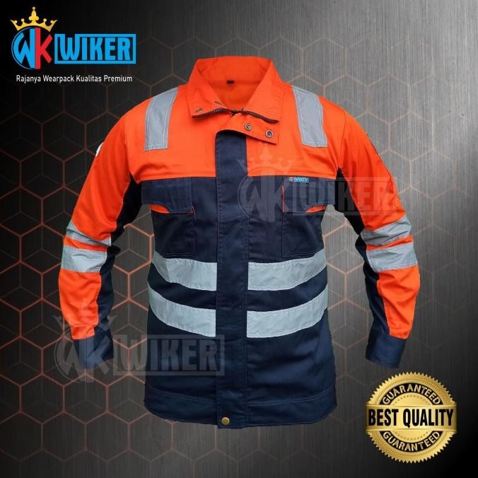 Wearpack Safety Orange Navy - Wiker - Semi Jaket - Baju Safety Proyek