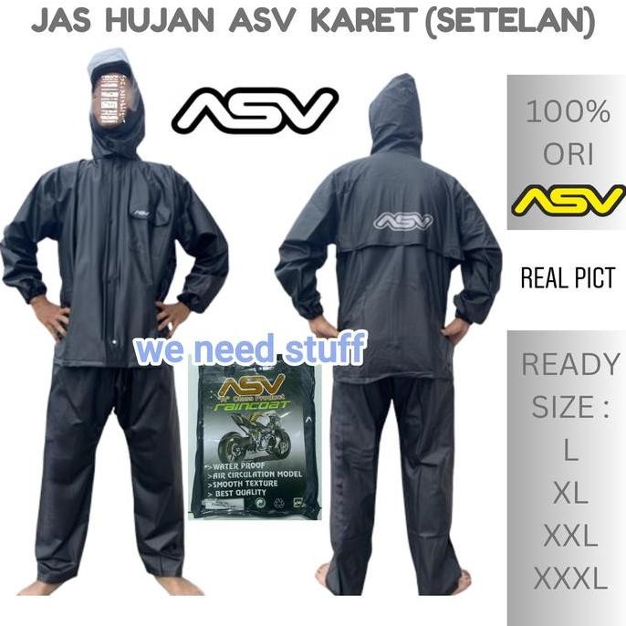 Jas Hujan Asv Original Jaket Celana, Setelan Mantel Hujan Asv Ori, Jas Hujan Asv Karet Rubber, Stela