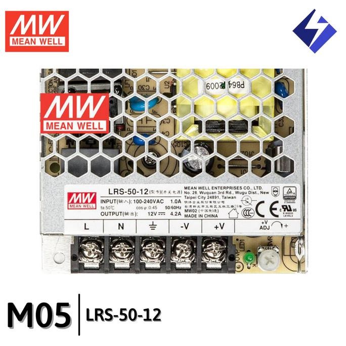 Miliki Power Supply Mean Well Lrs-50-12 Trafo 12 Volt 50 Watt 4.2A Indoor