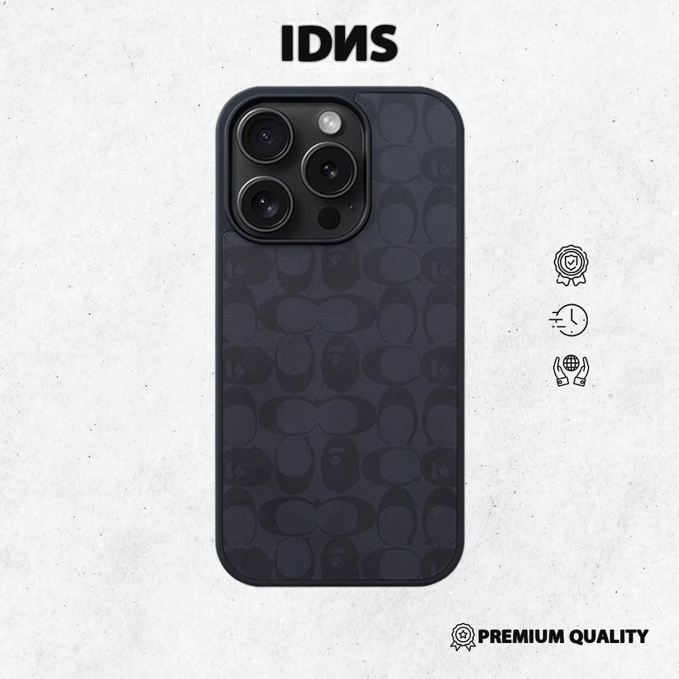IDNS Hardcase Coach x Bape 01 Black  Case Iphone 11 12 13 Pro Max 14 Pro Max 15 Pro Max