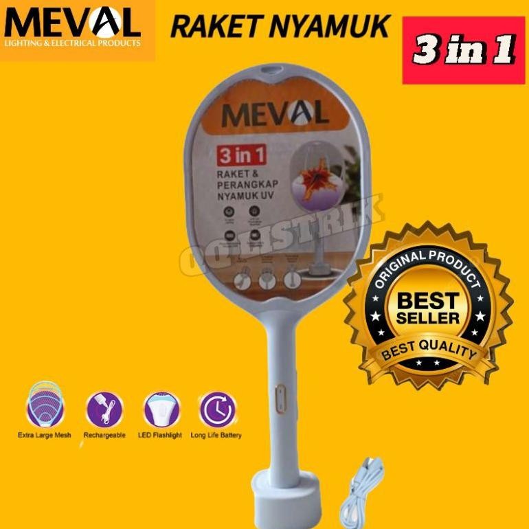 RAKET NYAMUK 3 IN 1 MEVAL, RAKET & perangkap nyamuk ultraviolet meval standing