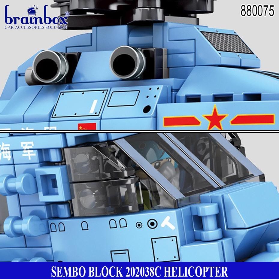 Sembo Block Brick Helicopter Kendaraan Tempur Mainan Balok Susun Military Vehicle