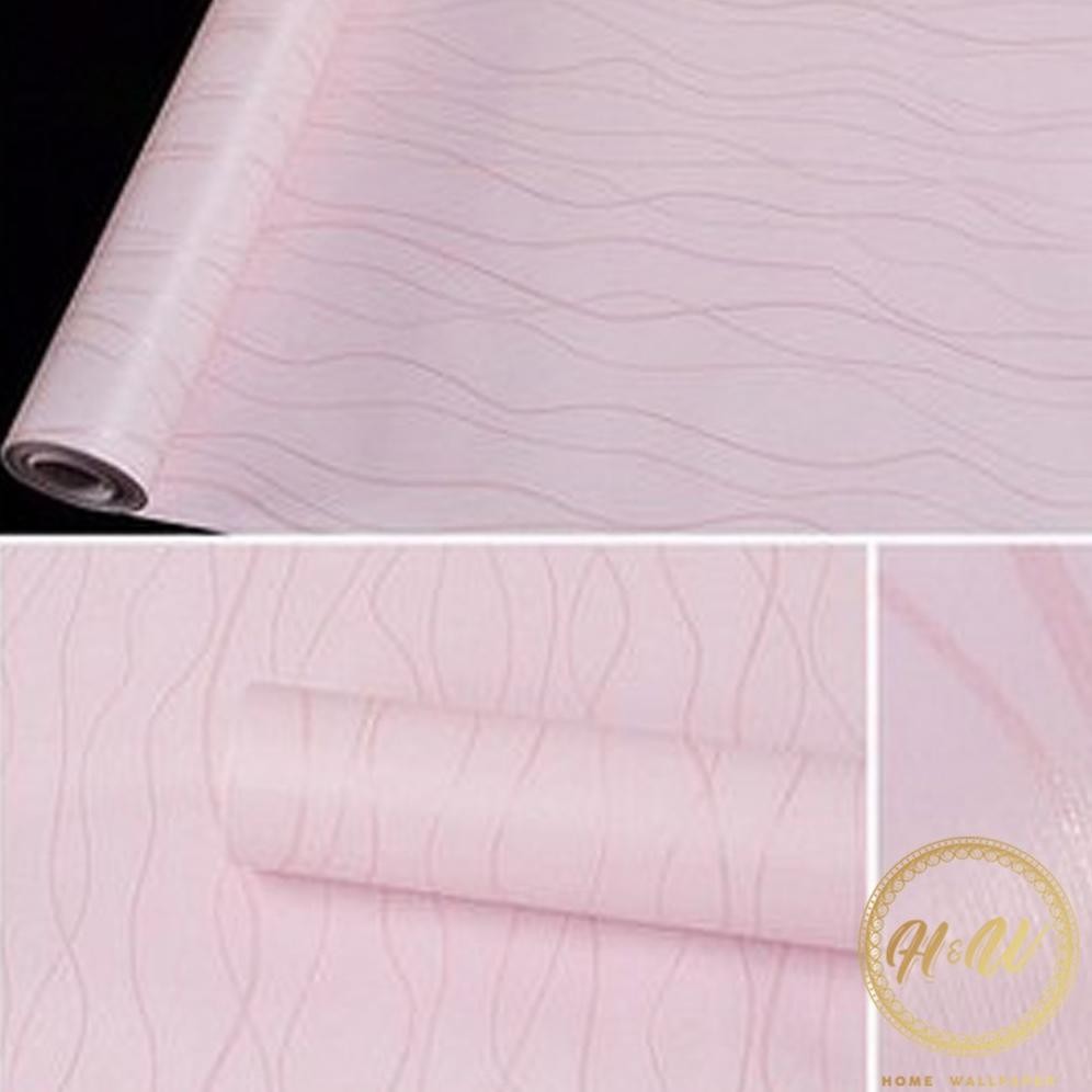 PAKET 5 ROLL Wallpaper Stiker Dinding Ulir Pink Garis Pink Ukuran 45Cm X 10M Wallpaper Rika