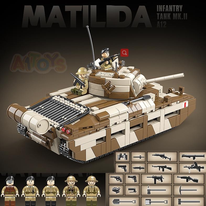 Mainan Tank WW2 mainan tentara mini figures brick tank mainan perang militer
