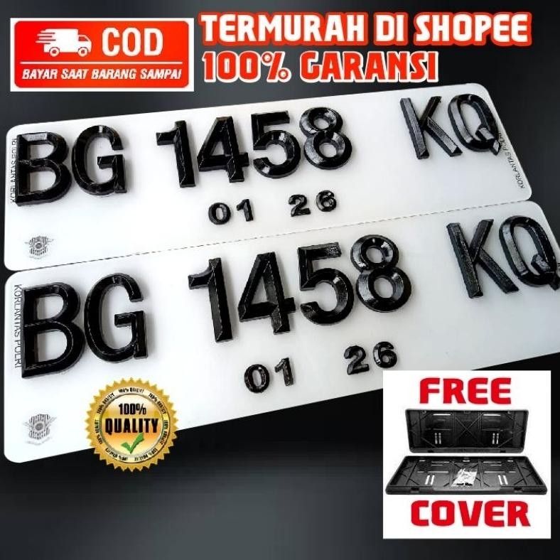 Plat Nomor Mobil Timbul Lancip Segilima FREE Dudukan Plat