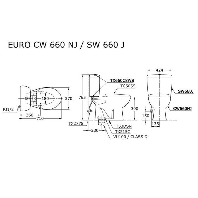 Murah Toto - Closet Kloset Toilet Duduk Cw 660 Nj J / Cw660Nj / Cw660J Sw660J