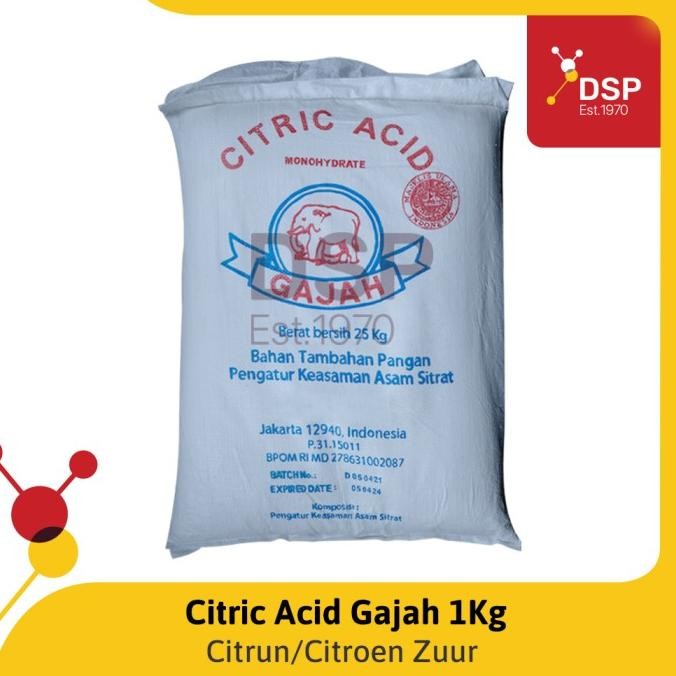 

Citric Acid atau Citrun Cap Gajah Ex. Lokal Food Grade 1 Kg