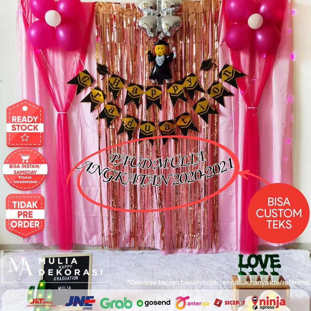 ''Terlaris" Dekorasi Backdrop Wisuda Kelulusan Paud Tk Sd Smp Smu Background Backdrop Diy Paket Grad