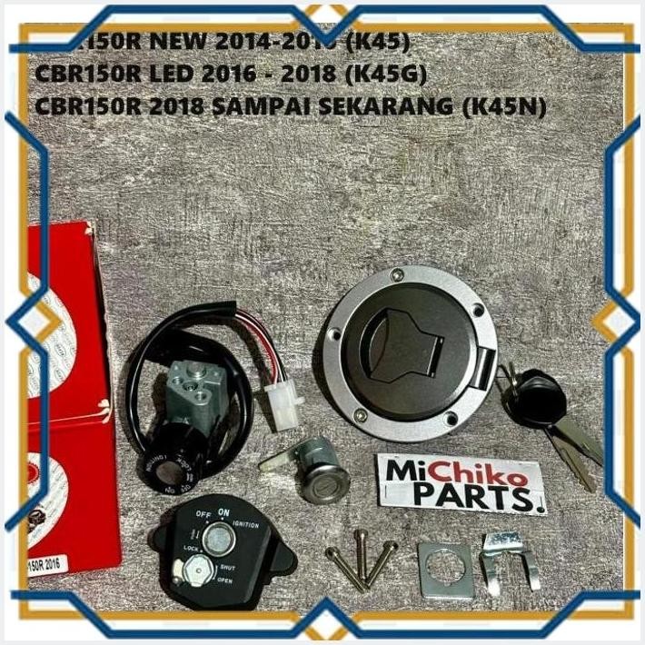 [MIK] KUNCI KONTAK ASSY SET DEPAN BELAKANG K45 CBR150R 2014 KE ATAS CBR 150R NEW LED PLUS KUNCI JOK 