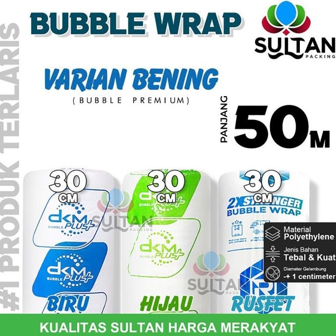 

NEW PLASTIK BUBBLE WRAP 30CM X 50M BUBBLEWRAP BENING RUSFET DKM PLUS TERMURAH / ROLL GOOD PRODUK SIAP KIRIM