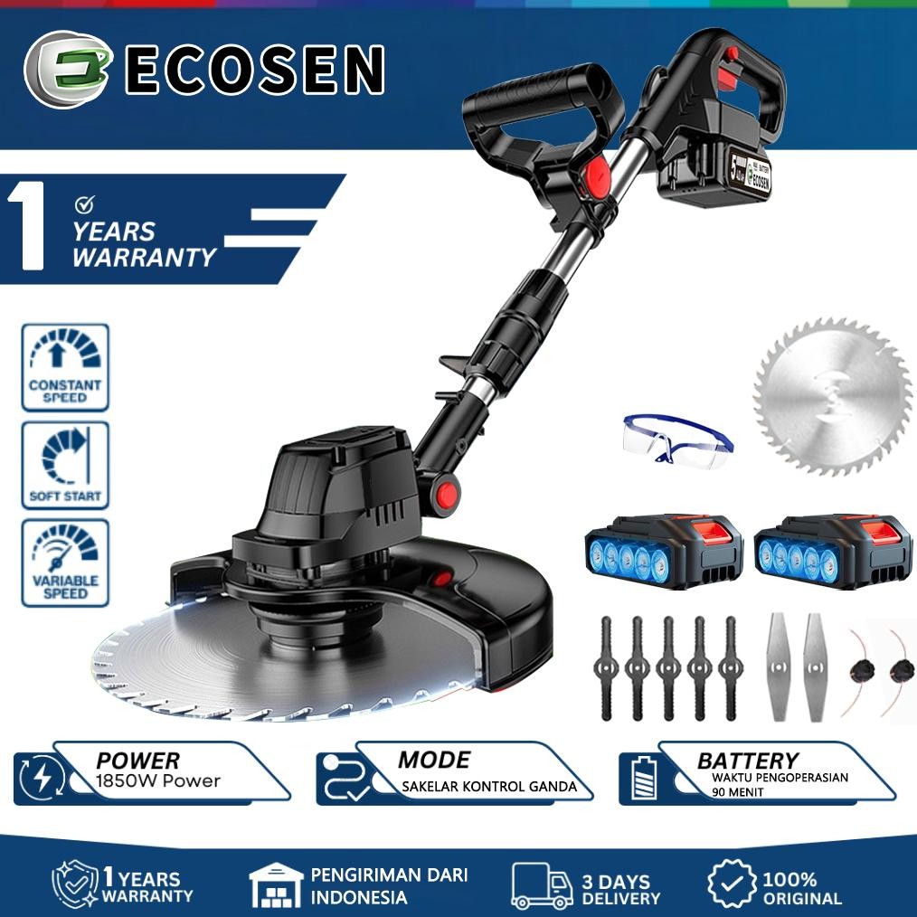 ECOSEN Mesin Potong Rumput Batrai Mesin Pemotong Rumput Listrik Pemotong Rumput Elektrik Cordless
