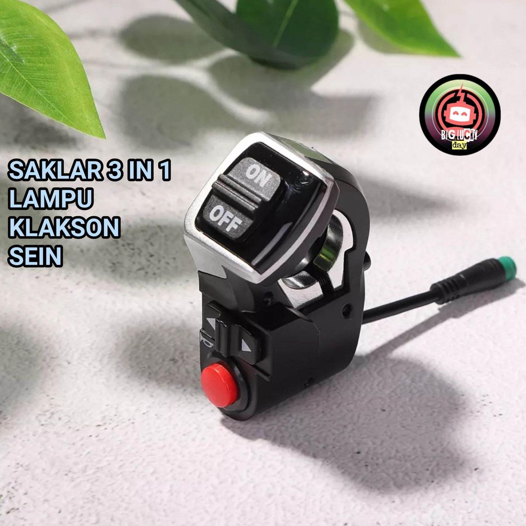 SAKLAR 3 IN 1 LAMPU KLAKSON SEIN SCOOTER LISTRIK SEPEDA LISTRIK SWITCH TOMBOL HEADLAMP HORN SEN BELO