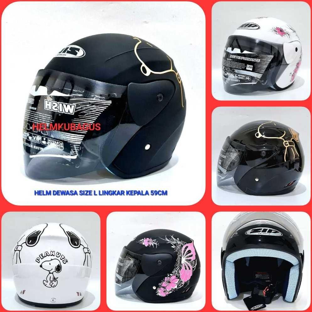 HELM SNI original DEWASA evo MOTIF SIZE L dewasa Besar cowok cewek wanita hijab snoopy kupu bunga