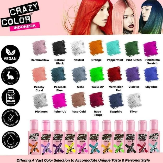 Crazy Color Semi Permanent Hair Color Cat Rambut Pewarna Rambut 100ml Katalog