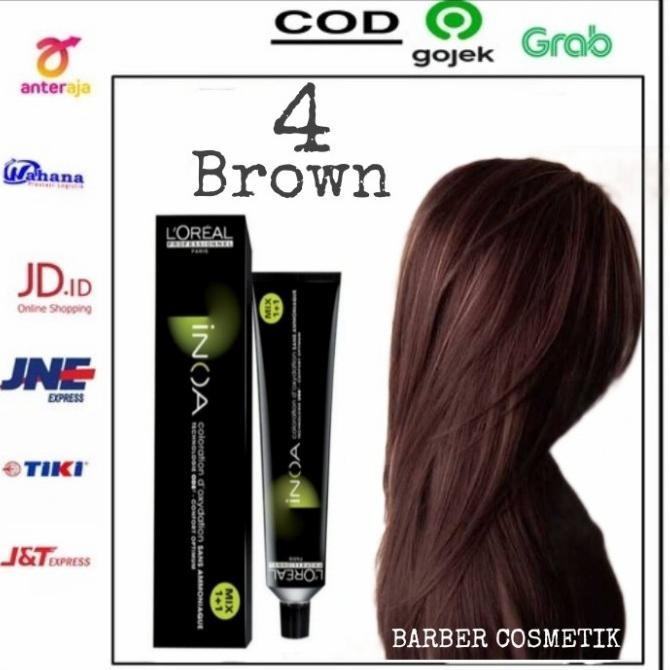 cat rambut loreal loreal inoa 4 BROWN pewarna rambut