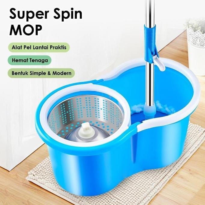 PROMO Spin Mop TB02 Stainless Alat Pel Putar Otomatis Tanpa Pakai Tangan Alat Pel Super Praktis-COD