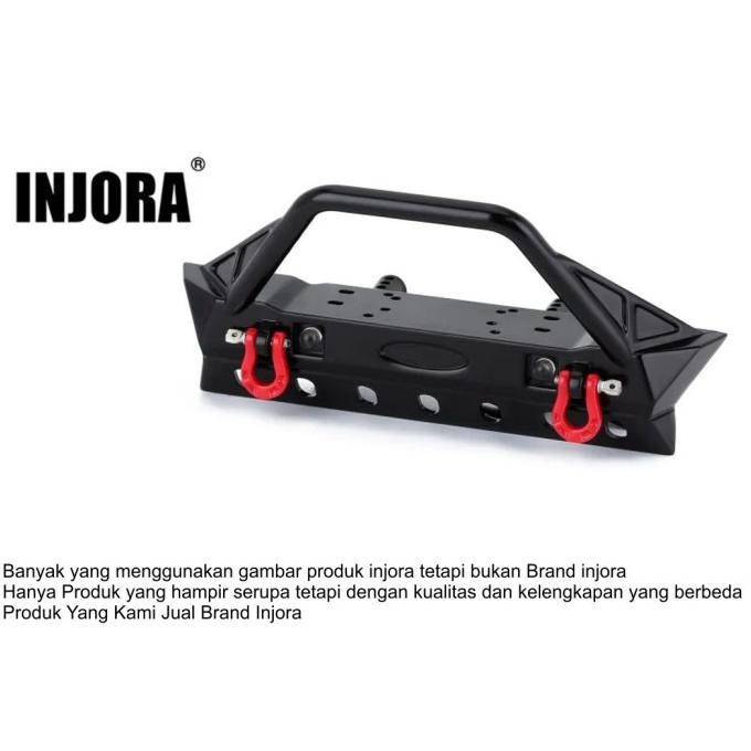 Injora Black Metal Front Bumper With Lights For Scx10 Ii Scx10 Iii Trx4 #Yqb-F36 Co