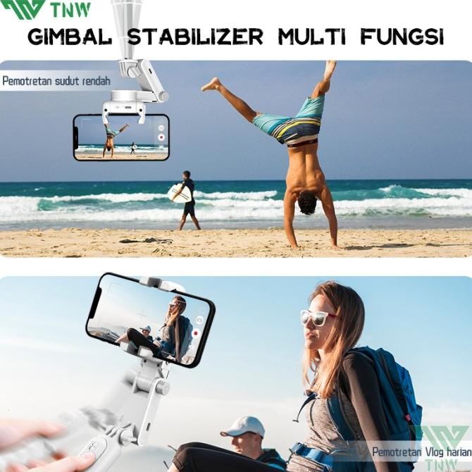 TNW-Q18 Gimbal Stabilizer Handphone Gimbal Hp Stabilizer Tongsis Hp Bluetooth Tripod