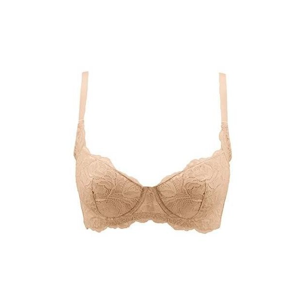 Sale Wacoal Slimsider Ib 4415R1 - Cream & Brown - 3/4 Cup - Wire - Cut & S