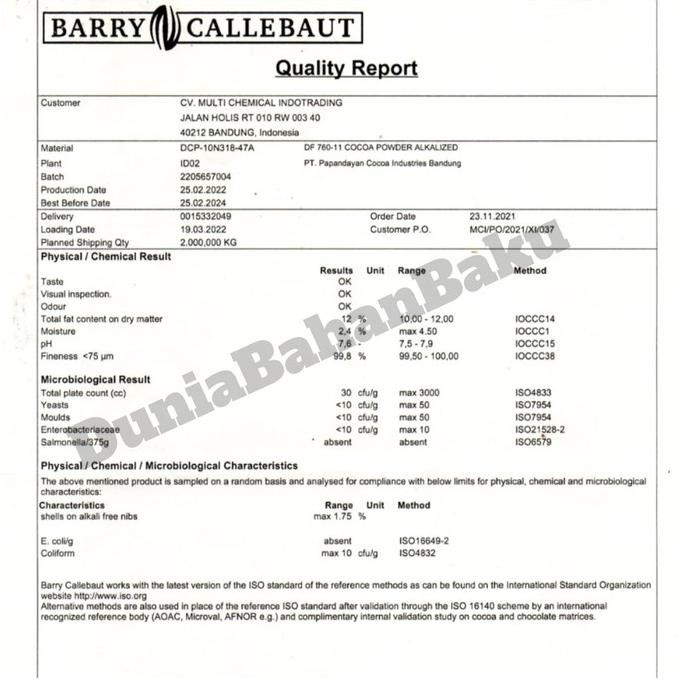 

Sale Pure Cocoa Powder Barry Callebaut. Bubuk Coklat Murni 760 25 Kg