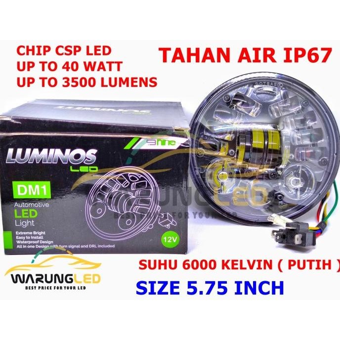 LAMPU LED DEPAN MOTOR 9NINE LUMINOS DAYMAKER CUSTOM HARLEY 5.75 INCH