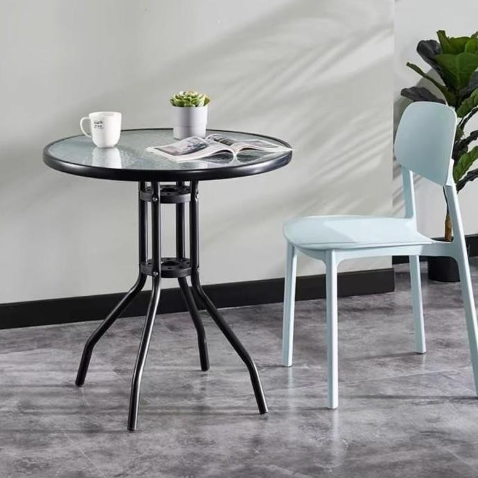 Meja Taman Meja Teras Meja Outdoor Meja Makan Meja Bundar Kaca Meja Cafe