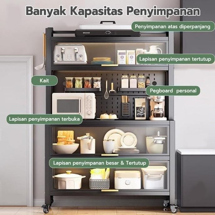 Lemari Dapur Minimalis Anti Debu Rak Dapur Serbaguna Lemari Dapur Dengan Pintu Lemari Dapur Berkapas