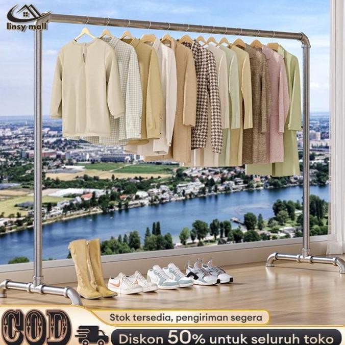Jemuran Baju Besi Stainless 200CM Jemuran Baju Outdoor Jemuran Gantungan Baju Besi Panjang