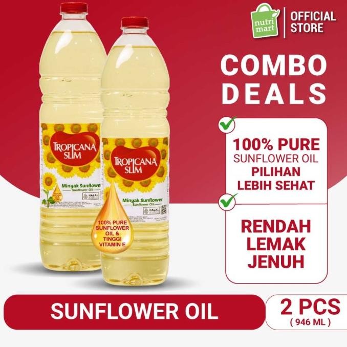 

Grosir Twin Pack: Tropicana Slim Minyak Sunflower 946Ml - Pure Sunflower Oil