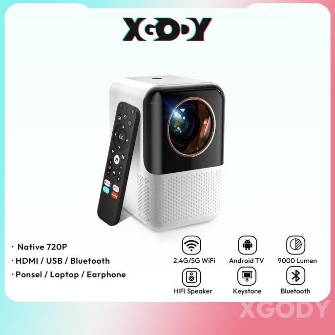 XGODY X10 Smart Proyektor 4K LED 1GB+8GB WiFi Bluetooth5.0 Portable Home Theater 300 Ansi Lumen proj