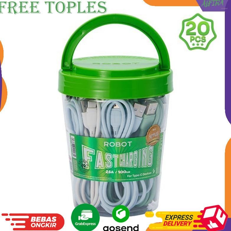 Kabel Data Tipe C / Type C USB ROBOT RBC100S 1 Toples 1m (1 Toples isi 20pcs) Beli 10Pcs Free Toples