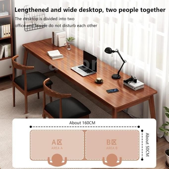 Meja Belajar Minimalis 160*50CM Meja Makan Meja Kerja Murah French Walnut