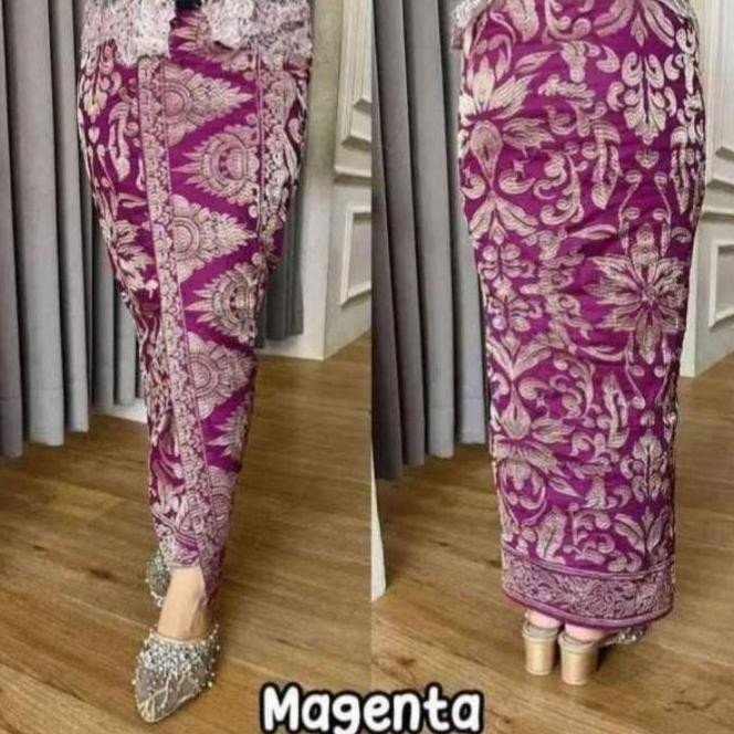 KUTSTORE KAMEN BORDIL BENANG CENDANA/EMAS MOTIF "MAHKOTA" TS/KAMEN BALI/KAMEN JADI/ROK BALI/SONGKET